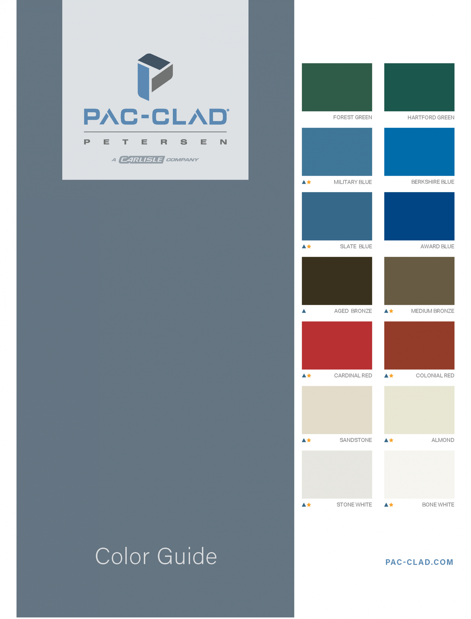 2021 PAC CLAD Petersen Color Chart